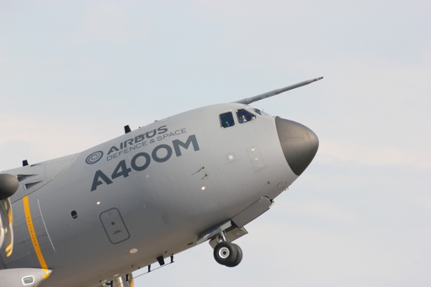An Airbus A400M takes to the skies.