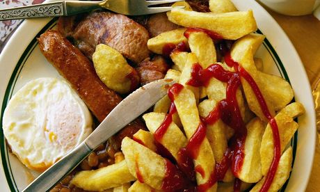 Egg, bacon and fries breakfast