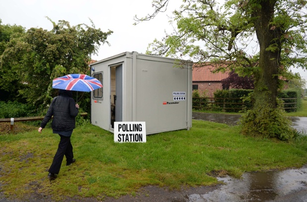 A small mobile polling station in Biggin.