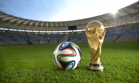 A general view of Brazuca and the FIFA World Cup Trophy at the Maracana