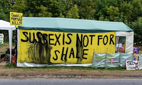 Anti-fracking protesters in Balcombe, West Sussex