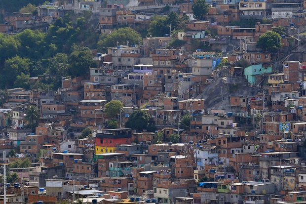 A house painted with the colors of Germany is seen at the Complexo do Alemao slum, in Rio de Janeiro, Brazil.
