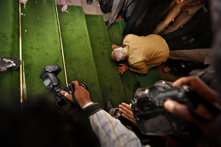 20 Photos: Narendra Modi on the steps of the Indian parliament building in New Delhi