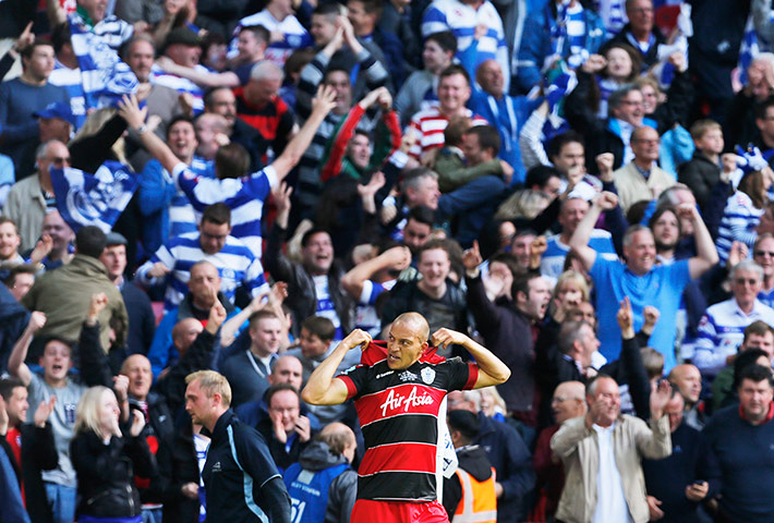 Play Off QPR: Bobby Zamora celebrates after scoring QPR's goal