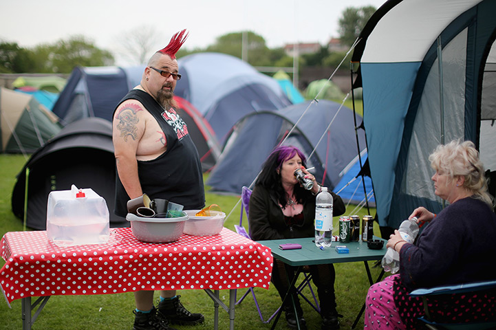 Punk festival Morecambe: Fans relax in the camping area 