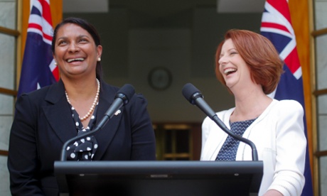 Senator Nova Peris with Julia Gillard.
