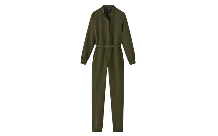 Jumpsuits: Jumpsuits - long sleeve khaki belted jumpsuit by APC