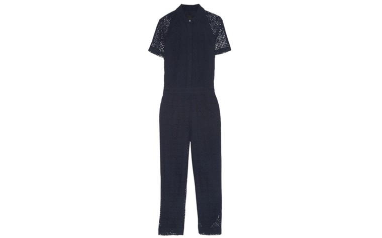 Jumpsuits: Jumpsuits - navy broderie anglaise half sleeve jumpsuit by J.Crew