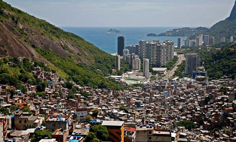 View down from the top of  Rio de Janeiro's Rocinha favela.