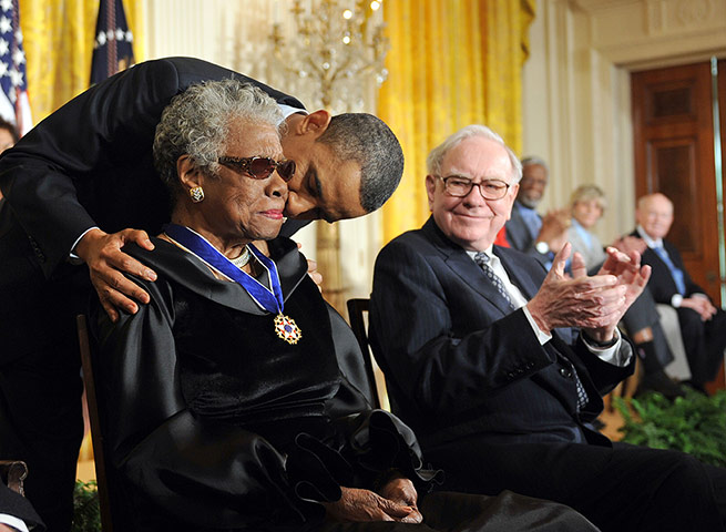 Maya Angelou in pictures: Barack Obama and Maya Angelou