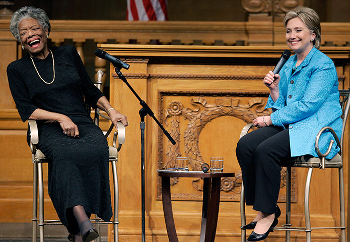 Maya Angelou in pictures: Hillary Clinton and Maya Angelou