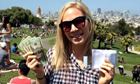 A woman in San Francisco who found an envelope of @HiddenCash's money.