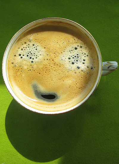 Your pictures of happy: Caroline Collett: Caffeine with a smile in a lovely old cup.