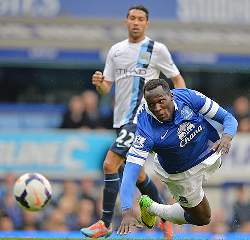everton v city: Everton's Belgian striker Romelu Lukaku