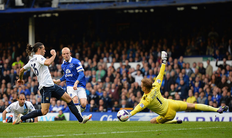 everton v city: Joe Hart saves
