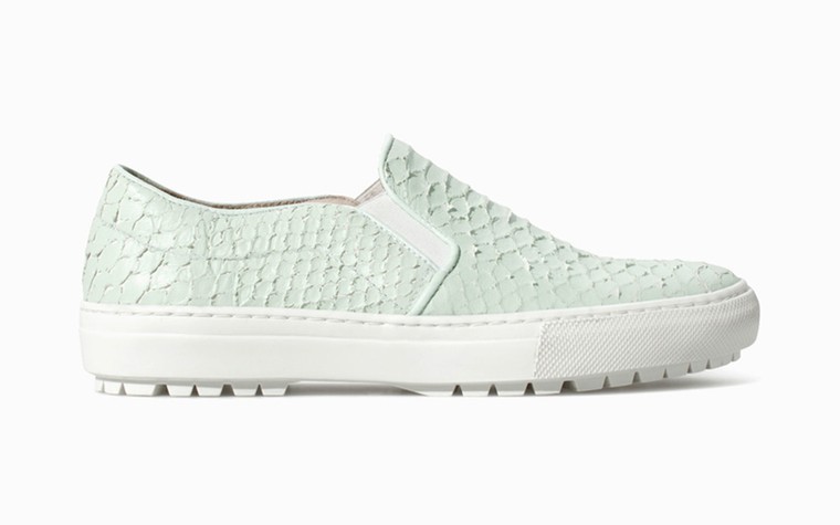 Summer shoes for drizzle: Summery shoes for rubbish weather - mint slip ons w white sole by Zara