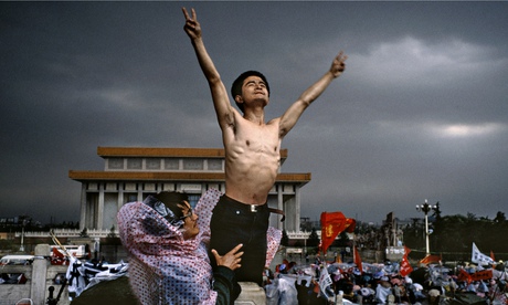 'A moment of sublime sanity' … a hunger protester at Tiananmen.
