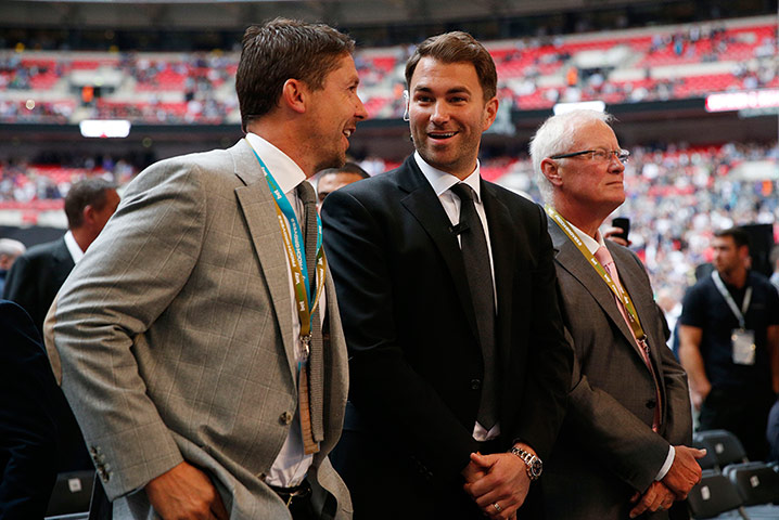 Tom Jenkins Boxing: Promoter Eddie Hearn watches the first fight on the undercard at Wembley