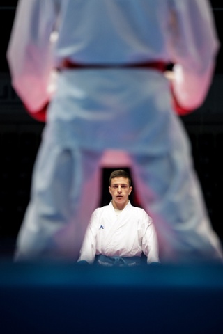Tampere, Finland: Emil Pavlov of Macedonia in action during the Karate European Championship.