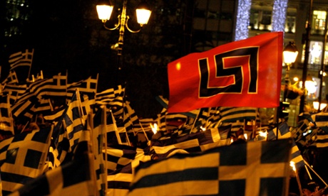 Extreme far-right Golden Dawn party's supporters protest in Greece.