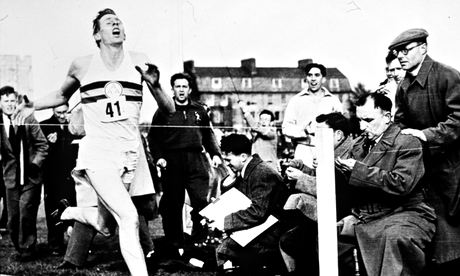 Roger Bannister breaking the world mile record and the four-minute barrier in Oxford