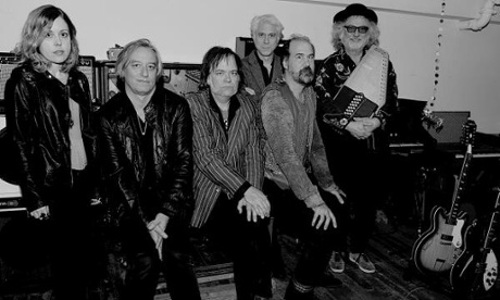 Supergroup in the studio: (L-R) Corin Tucker, Peter, Kurt Bloch, Bill Rieflin, Krist Novoselic, Scott McCaughey