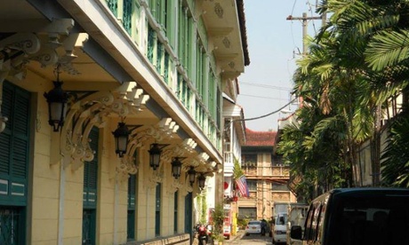 A row of elegant houses in Intramuros, the old walled Spanish city. Photograph: Kjerrimyr R Andrés