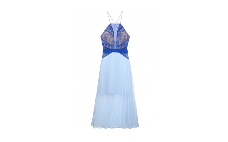 Summer party dresses: Summer party dresses - blue pleated midi by Three Floor