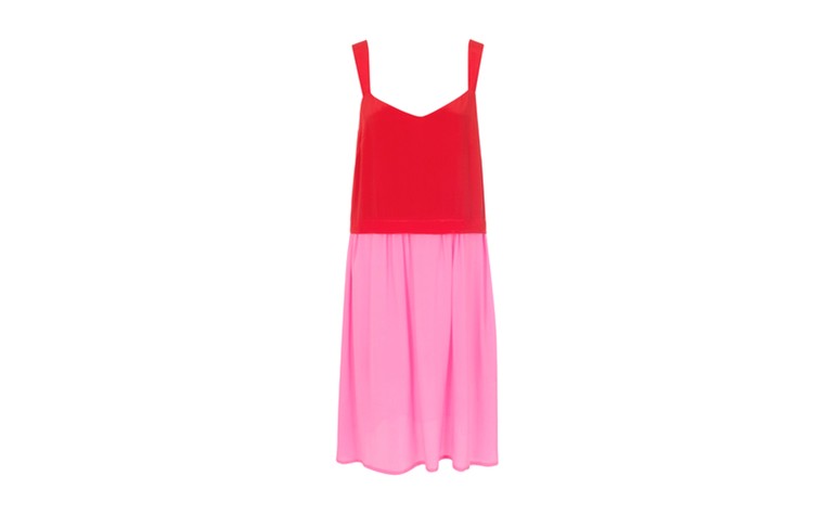 Summer party dresses: Summer party dresses - red and pink silk dress by French Connection