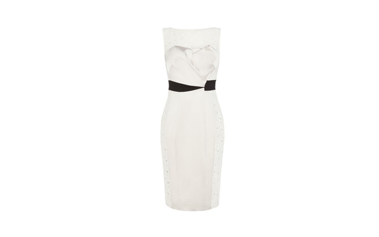 Summer party dresses: Summer party dresses - white shift dress with black mid riff detail