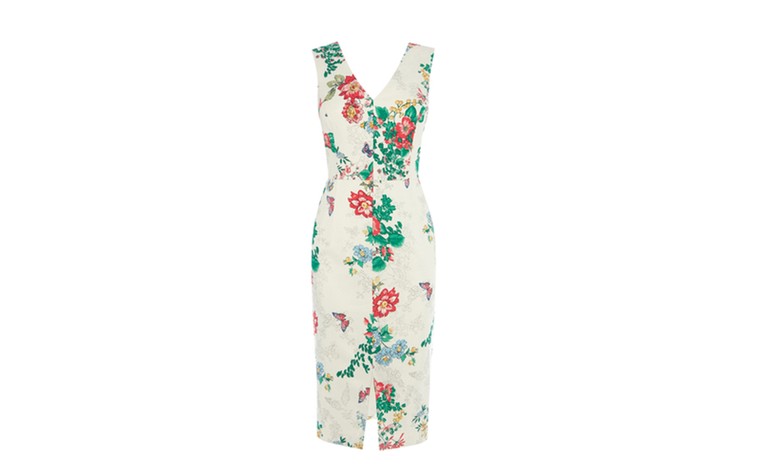 Summer party dresses: Summer party dresses - cream with flora print shift by Oasis