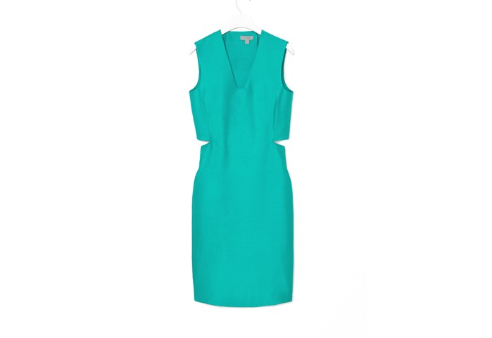 Summer party dresses: Summer party dresses - sleeveless turquoise shift with cut out sides by Cos