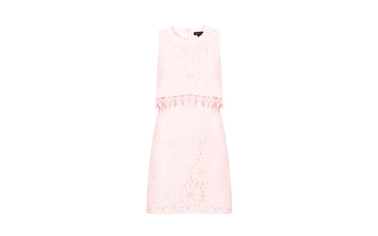 Summer party dresses: Summer party dresses - baby pink sleeveless lace dress by Topshop