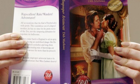 A woman reads a romance novel
