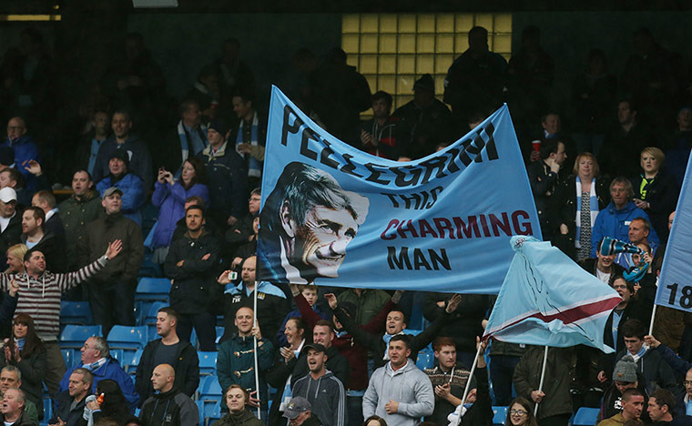 City versus villa: Manchester City fan banner