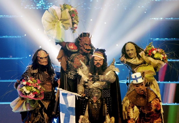 Finland's Lordi celebrate after winning the 2006 contest in Greece.