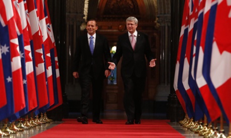 Canada's Prime Minister Stephen Harper and his Australian counterpart Tony Abbott.