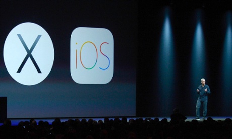 Tim Cook announces iOS 8 and Mac OS X Yosemite at WWDC in San Francisco.