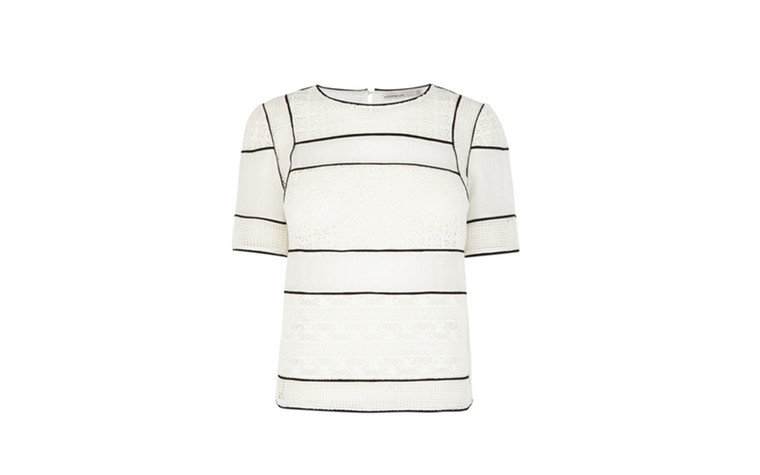Summer tops with sleeves: Summer tops with sleeves - lace panelled top by Karen Millen