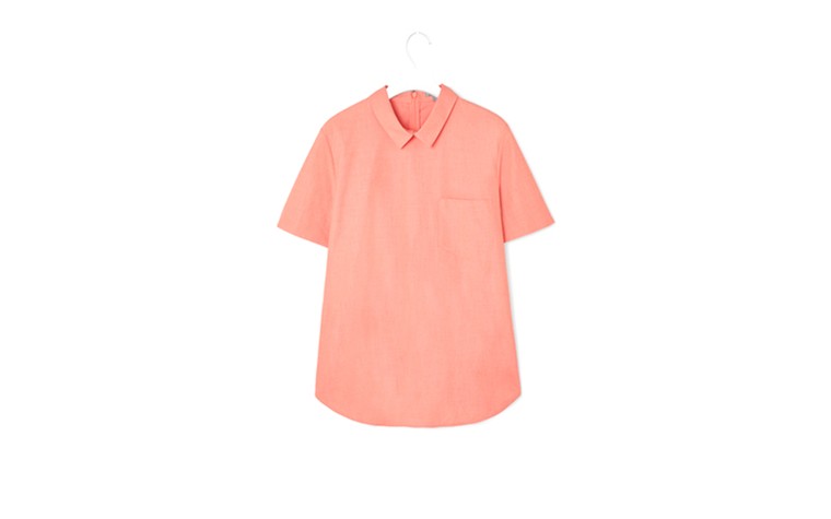 Summer tops with sleeves: Summer tops with sleeves - peach cotton shirt by Cos