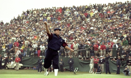 Payne Stewart celebrates victory in the 1999 US Open at Pinehurst No2.