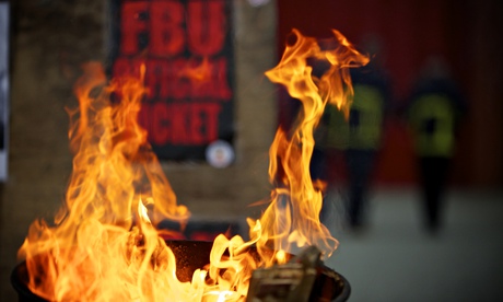 Firefighters strike picket