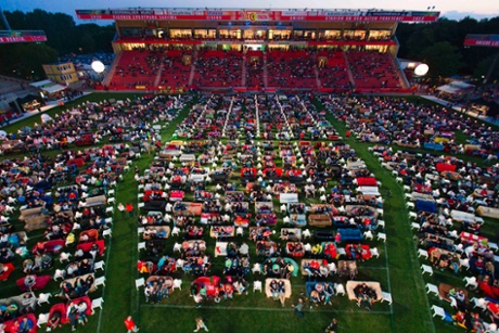 The view from the sofa: The Alte Foersterei stadium in Berlin was full of comfortable seating for people to watch the opening game of the 2014 FIFA World Cup between Brazil and Croatia. 