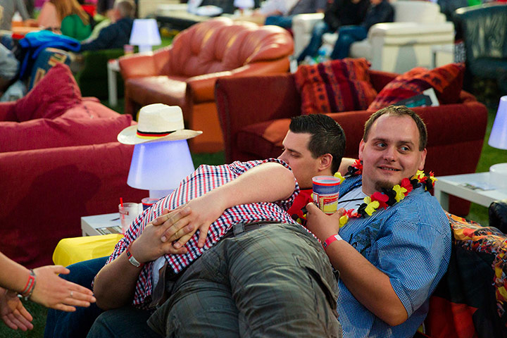 Sofa football: There's a relaxed atmosphere in the stadium