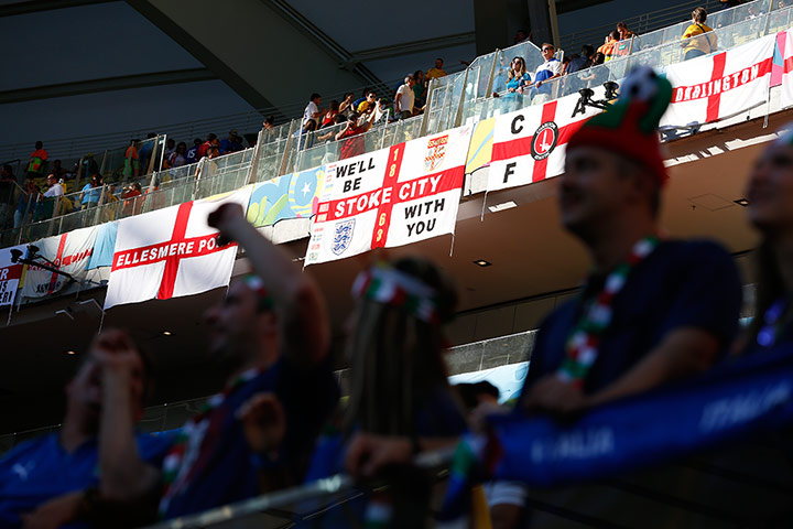 England v Italy: The England fans mark their territory