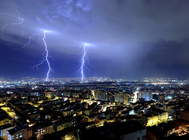 Lightning brightens the sky last night over Ankara, Turkey