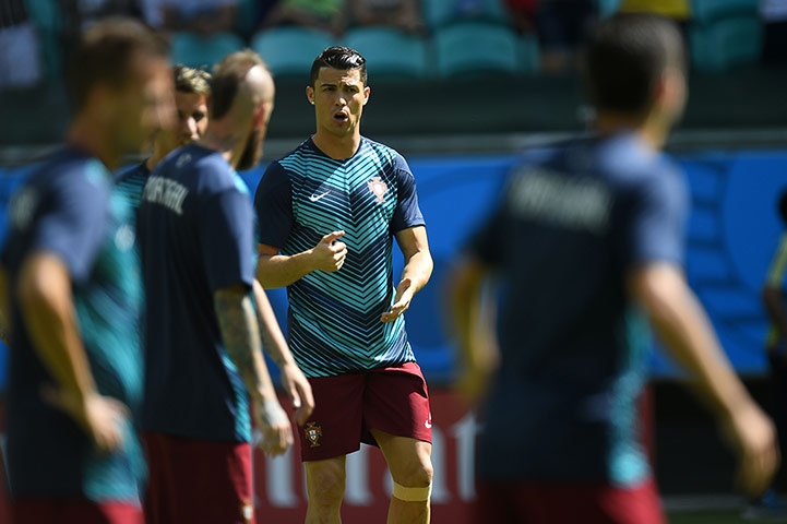 Germany v Portugal: Portugal's forward and captain Cristiano warming up