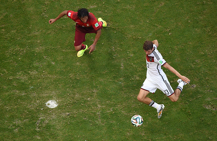 Germany v Portugal: Thomas Muller scores the third for Germany