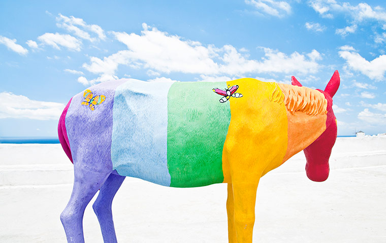 Your Pictures - Vibrant: Painted Donkey Sculpture 