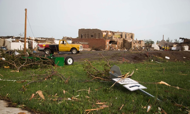 Severely damaged homes and buildings